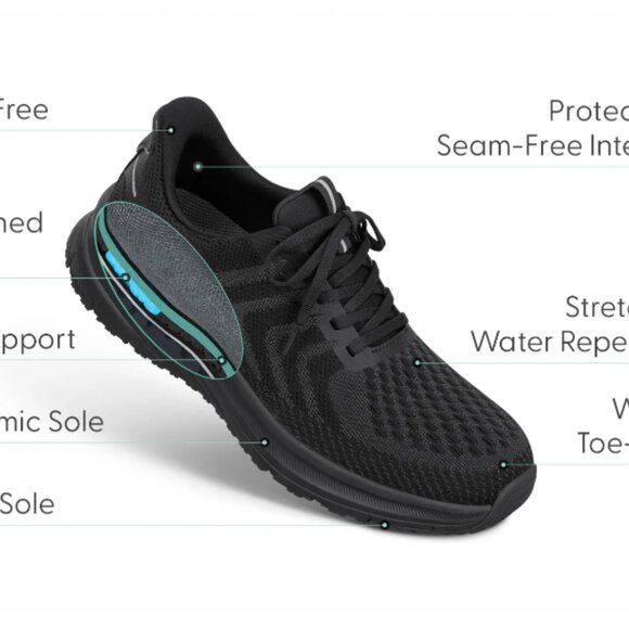 Orthofeet Men'sTilos Hands Free Running Shoes 20018 - Black - Picture 2 of 7